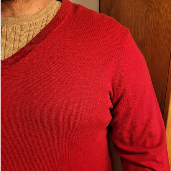 OLD NAVY Mens Red V-Neck Sweater Sz XL Preppy Cosby Dadcore Minimalist Neutral - Picture 7 of 8